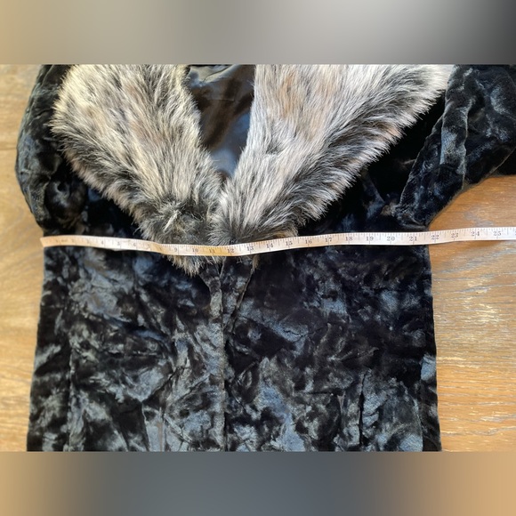 American Vintage Black and Gray Faux Fur Pea Coat - Picture 14 of 16
